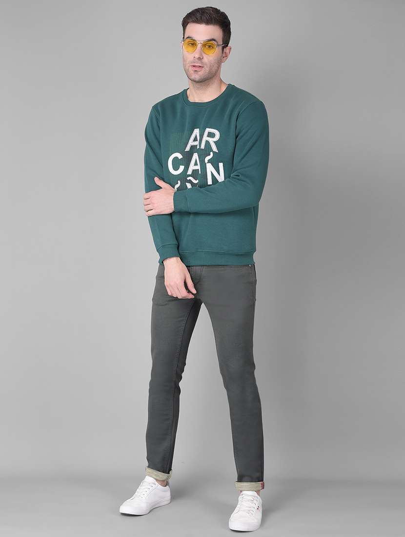 green cotton blend chest print sweatshirt - 20727659 -  Standard Image - 3