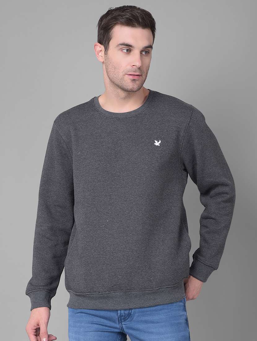 charcoal cotton blend plain sweatshirt - 20727660 - Zoom Image - 0