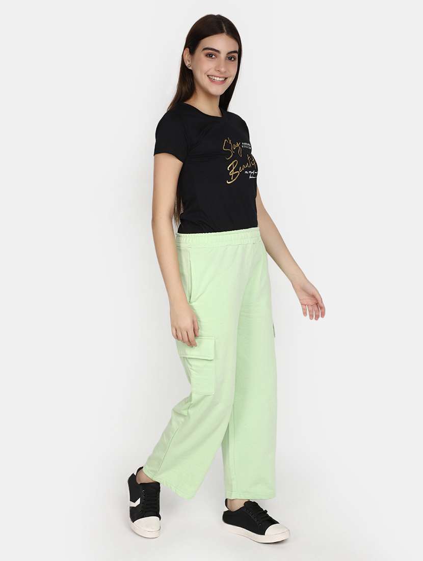 mid rise solid track pant - 20727763 - Standard Image - 3
