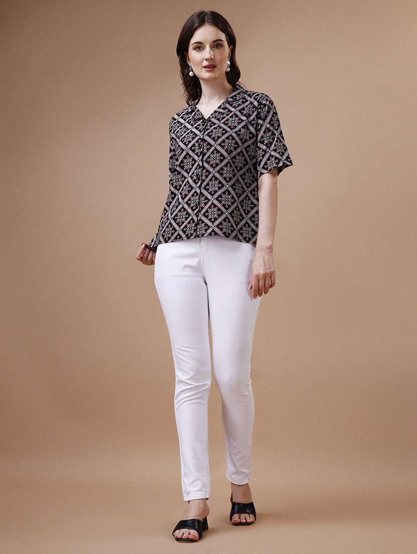 black ethnic printed buttoned shirt - 20727838 -  Standard Image - 5