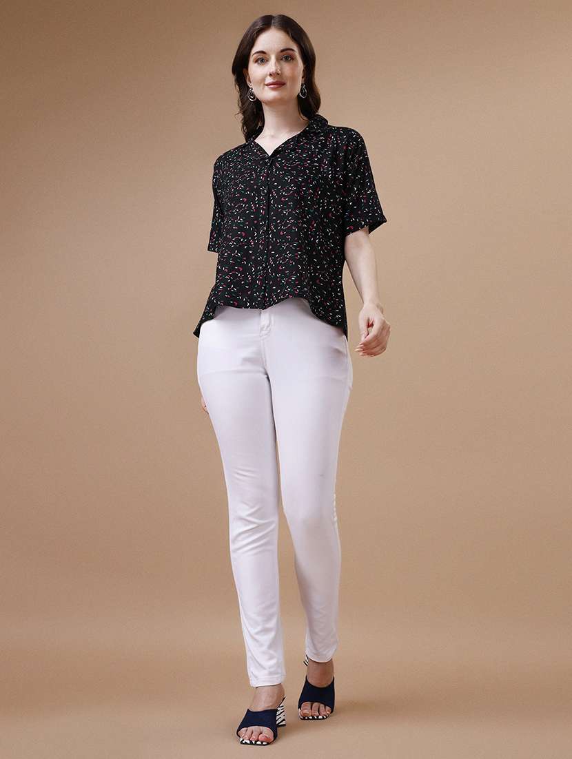 women printed lapel neck regular shirt - 20727842 -  Standard Image - 3
