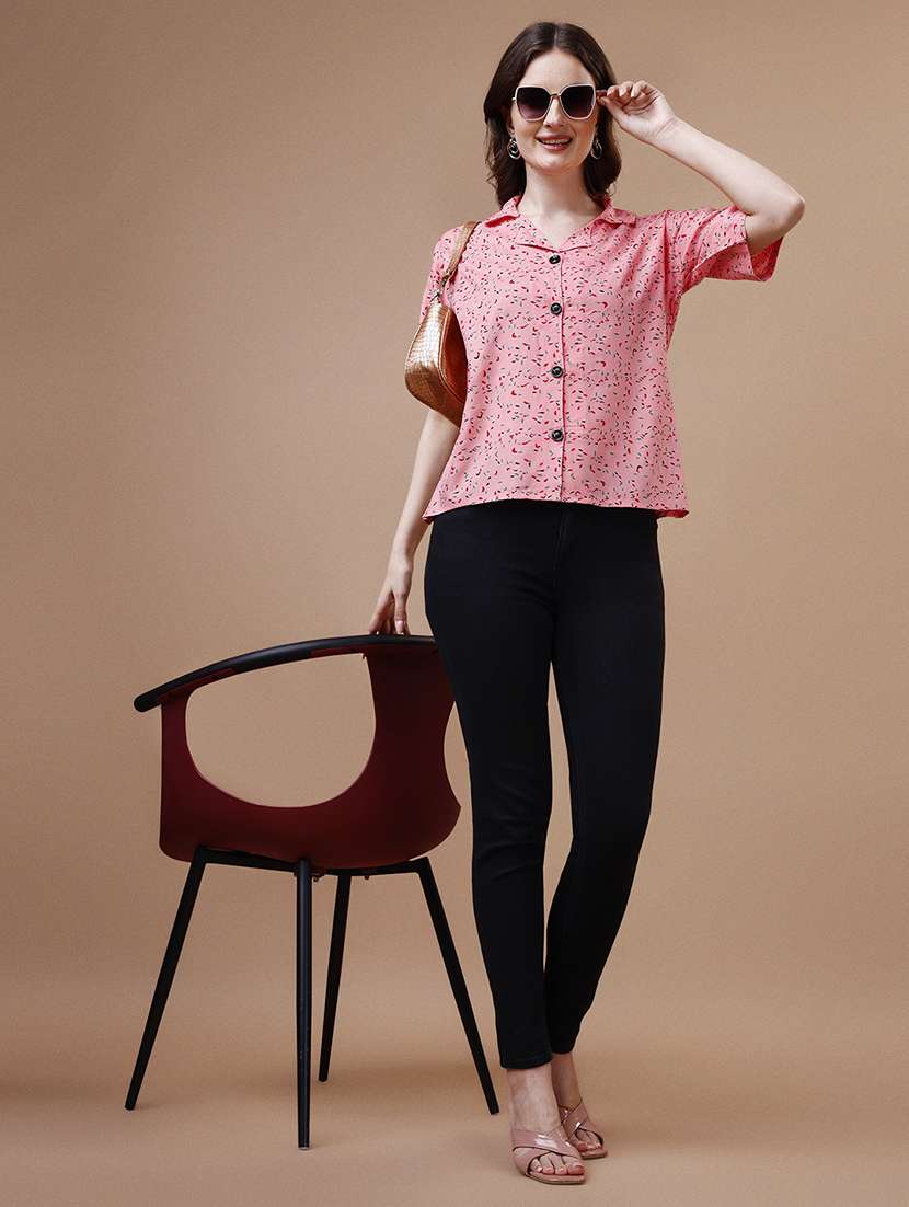women printed lapel neck regular shirt - 20727845 -  Standard Image - 3
