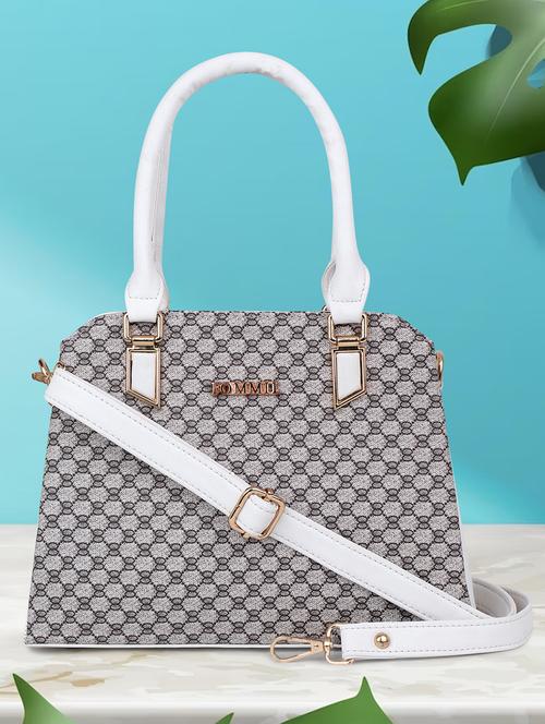 white printed handbag - 20727908 - Standard Image - 0
