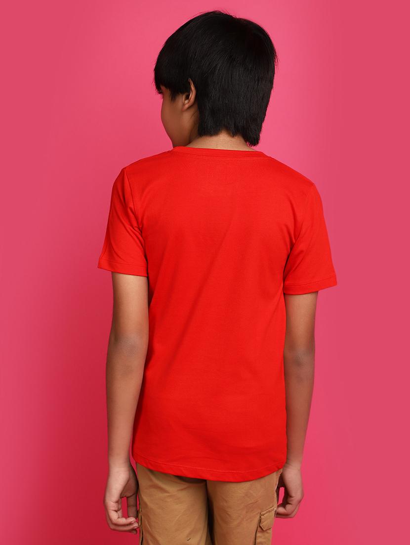 boys red typographic regular t-shirt - 20728068 - Standard Image - 3