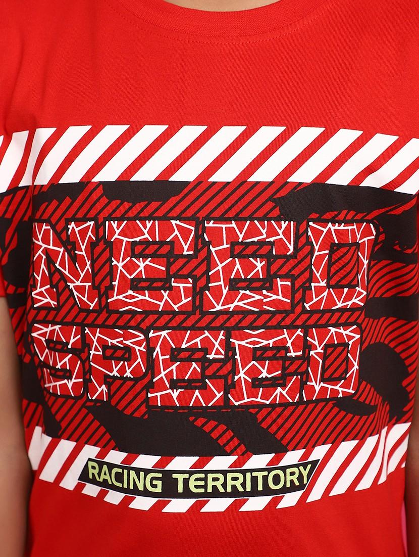 boys red typographic regular t-shirt - 20728068 - Standard Image - 5