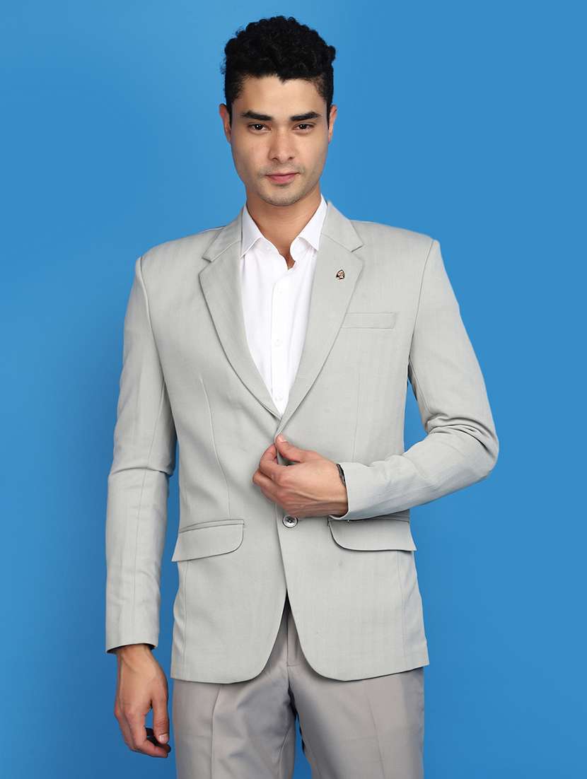 men notched lapel neck solids casual blazer