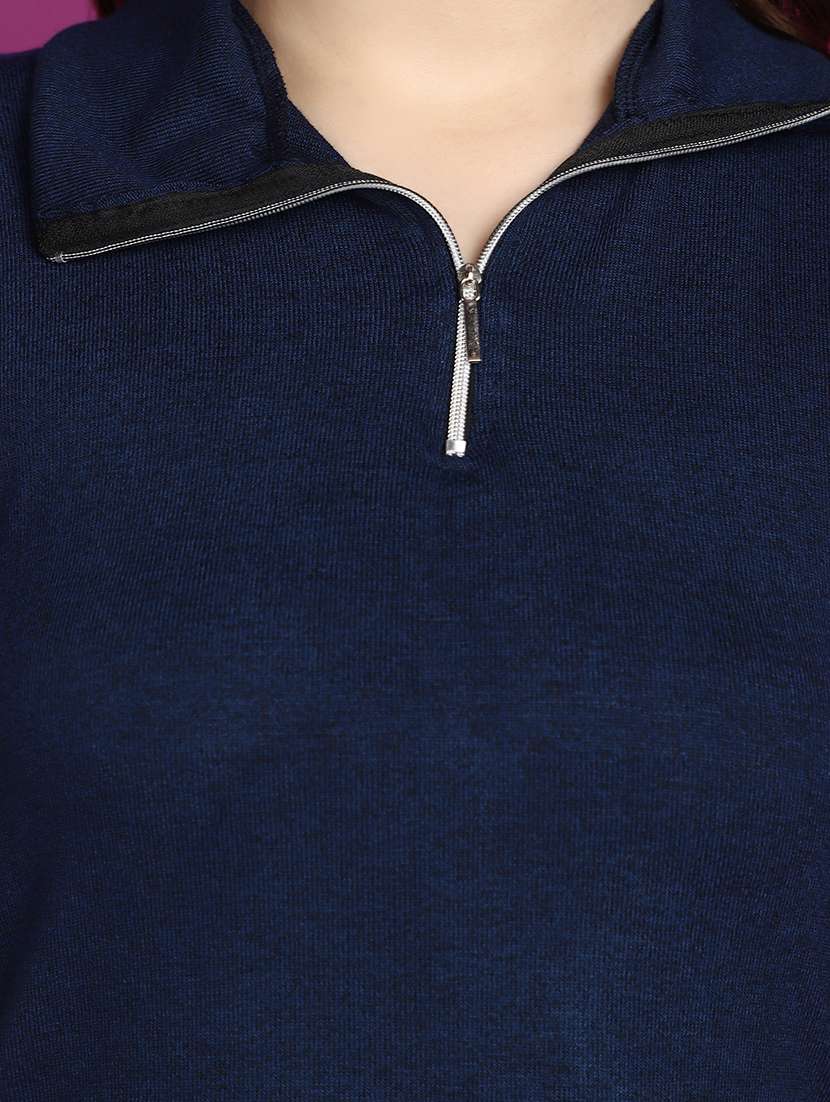 women blue regular fit cotton polo top - 20728211 -  Standard Image - 5