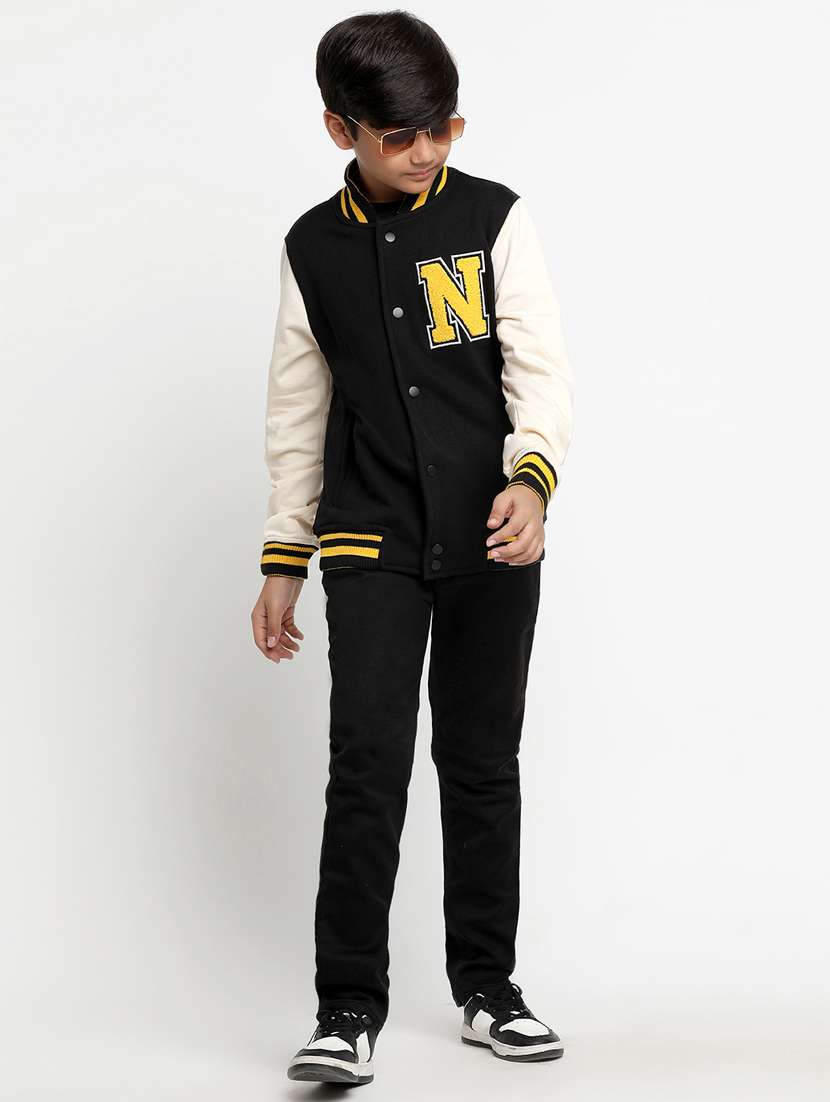 boy placement print long sleeves varsity jacket - 20728449 -  Standard Image - 3