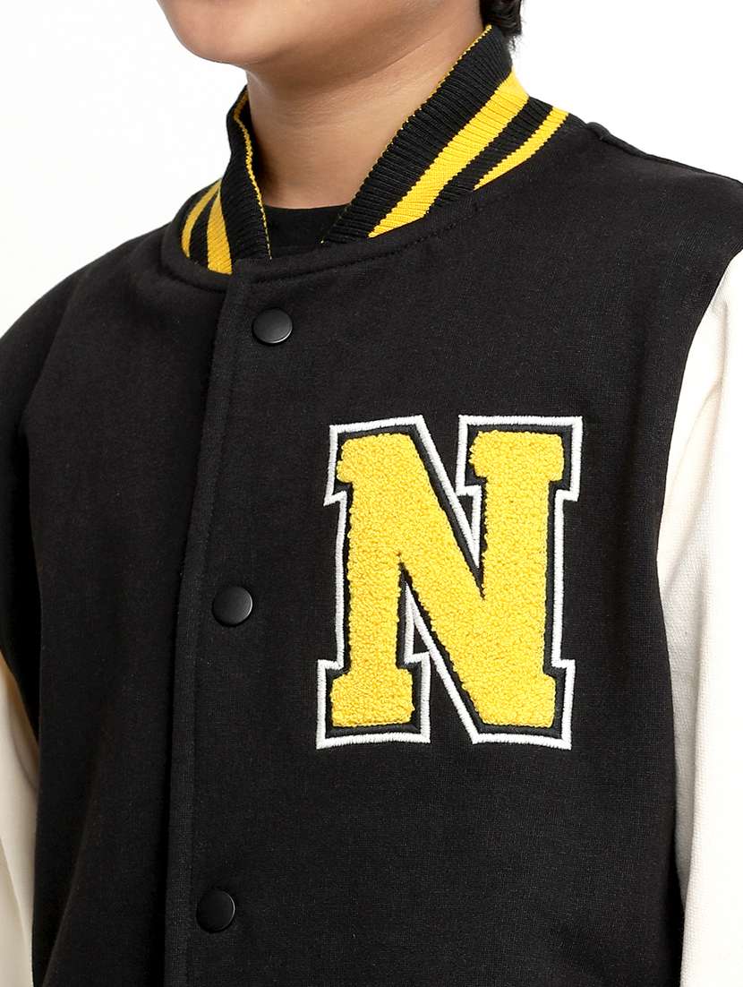 boy placement print long sleeves varsity jacket - 20728449 -  Standard Image - 5