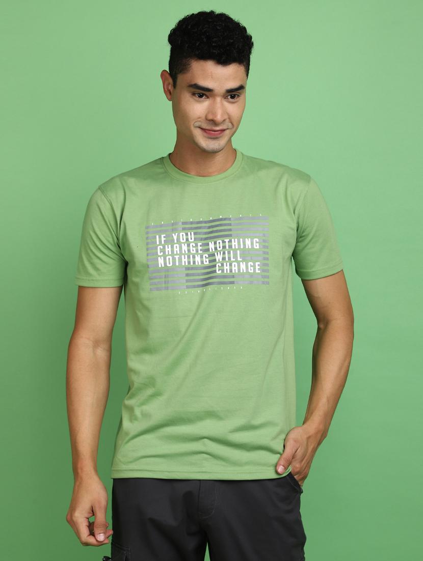 men round neck front print t-shirt