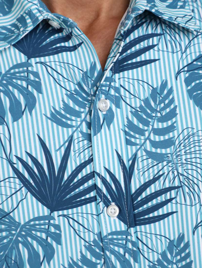 men light blue regular fit tropical print casual shirt - 20729077 -  Standard Image - 3