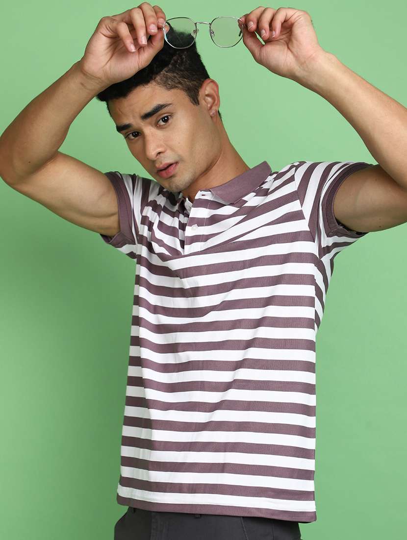 men striped short sleeve polo t-shirt - 20729081 -  Standard Image - 3