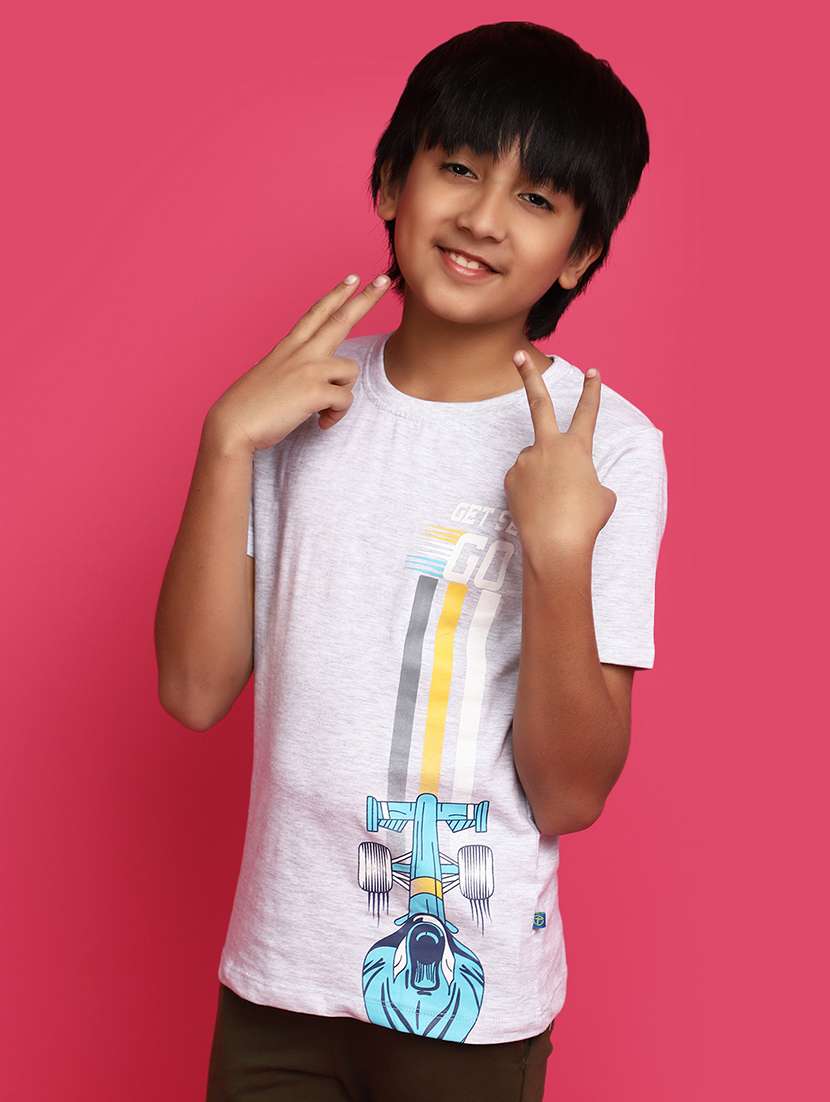 boys grey graphic regular t-shirt