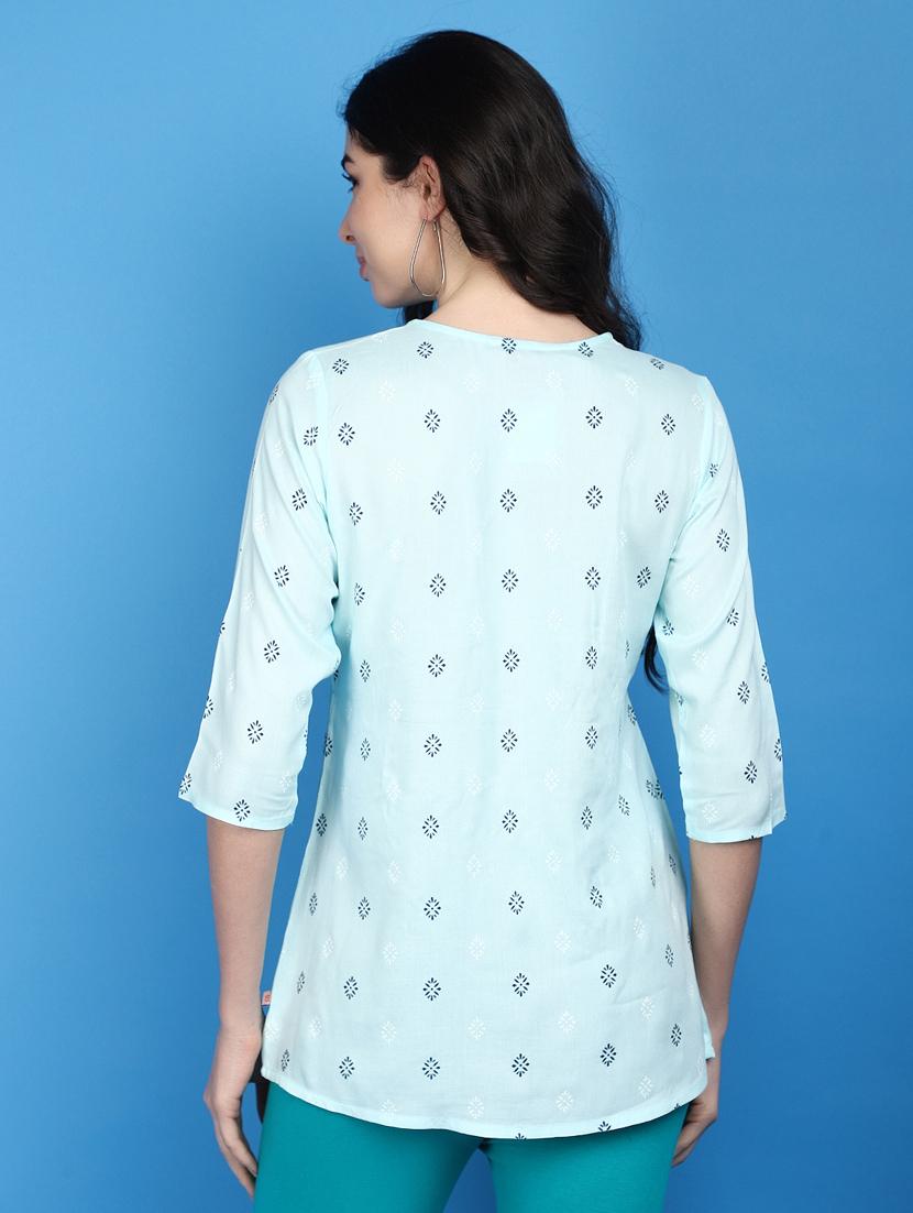 green printed sequins detailed kurti - 20729119 - Standard Image - 3