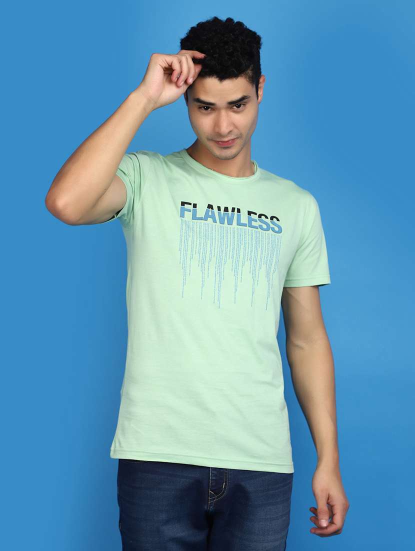 men round neck front print t-shirt