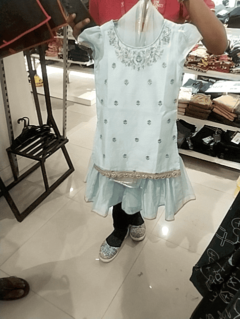 aqua chanderi frock - 20729129 - Standard Image - 0