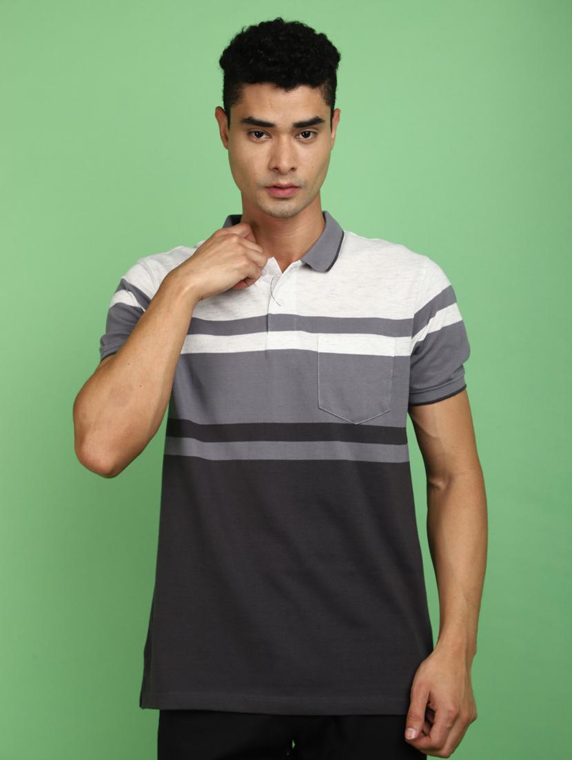 men polo neck striped t-shirt - 20729144 -  Zoom Image - 0