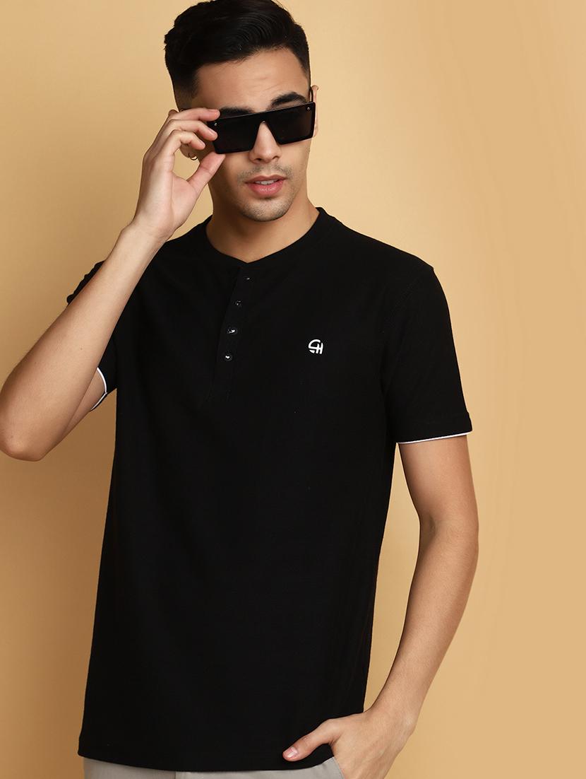 black solid cotton t-shirt - 20729252 - Standard Image - 3