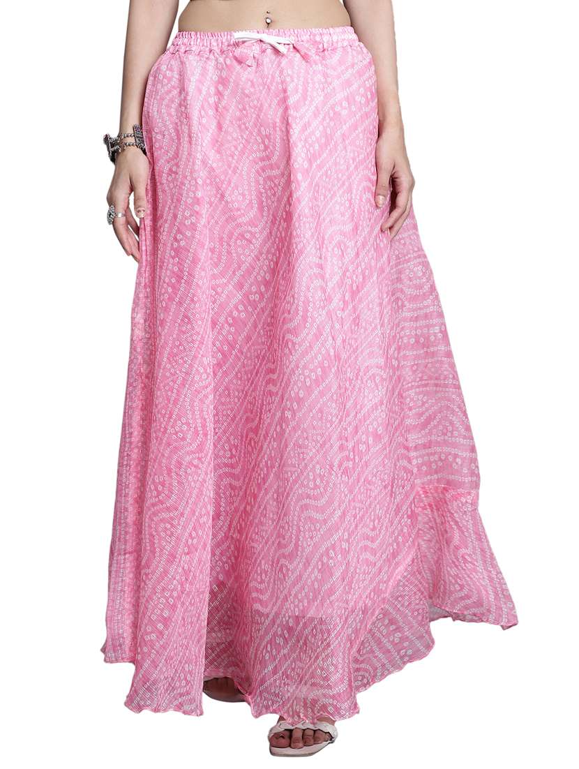 women bnadhani print flared skirt - 20730358 -  Zoom Image - 0