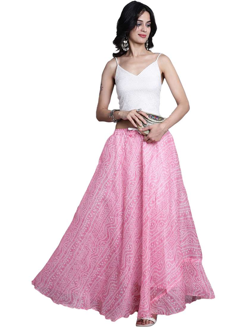 women bnadhani print flared skirt - 20730358 - Standard Image - 3