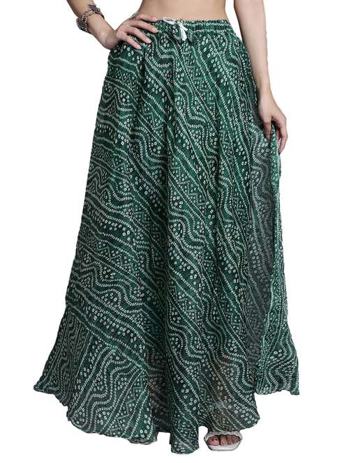 women bnadhani print flared skirt - 20730360 - Standard Image - 0