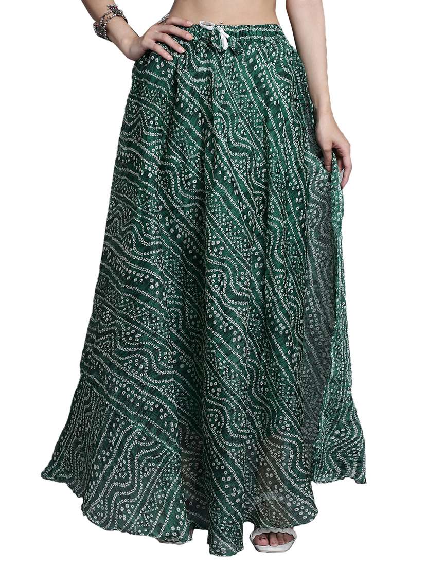 women bnadhani print flared skirt - 20730360 - Zoom Image - 0