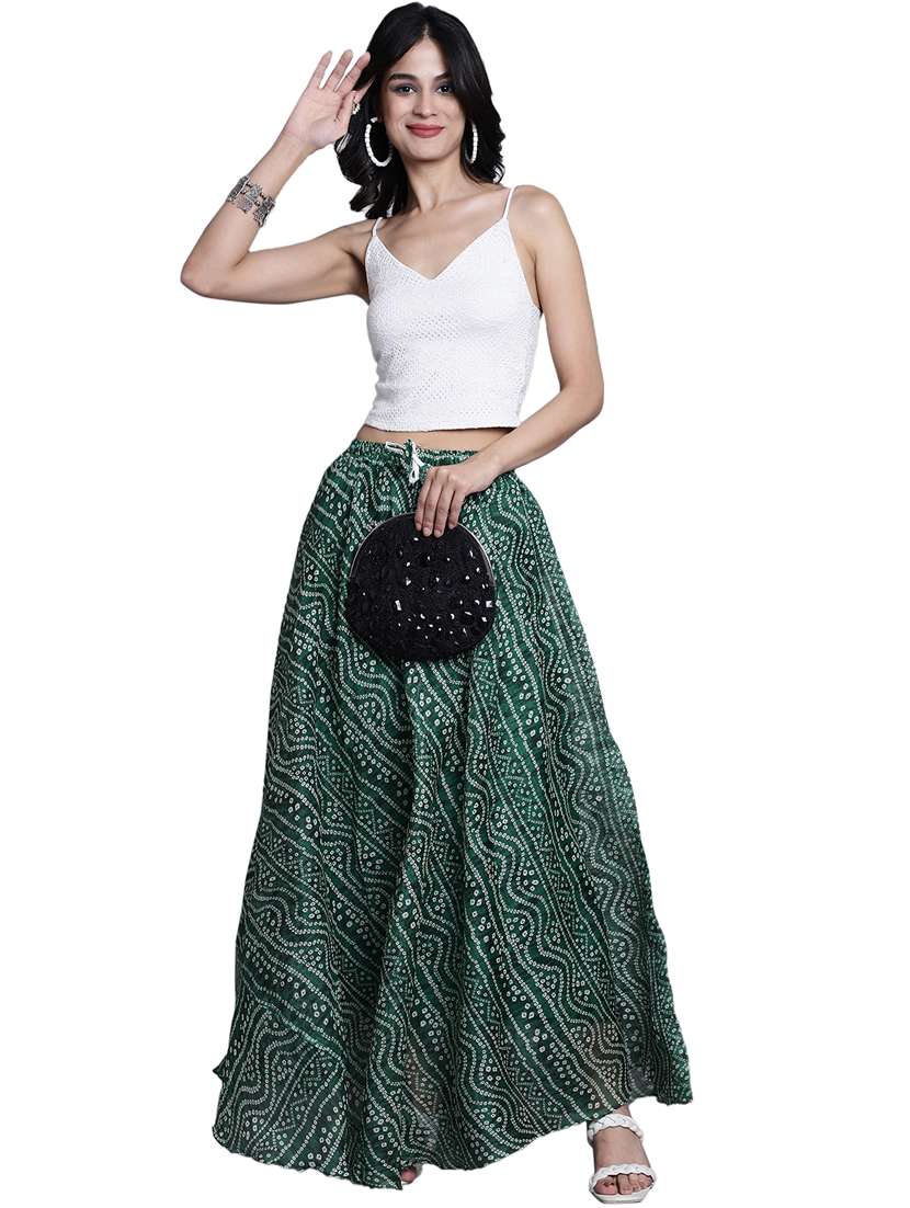 women bnadhani print flared skirt - 20730360 - Standard Image - 3