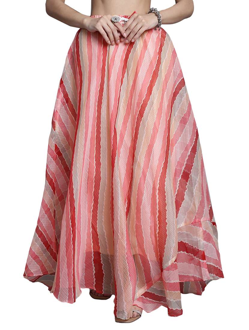 women printed flared maxi skirt