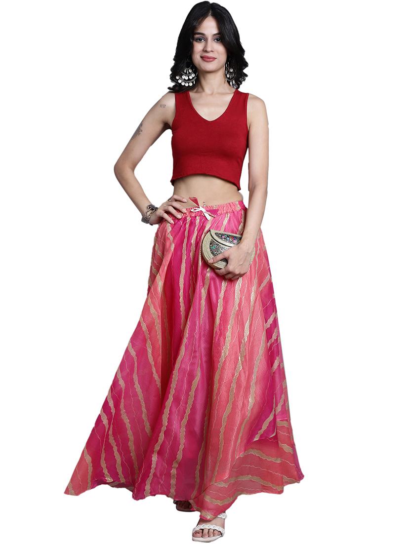 women printed flared maxi skirt - 20730366 - Standard Image - 3
