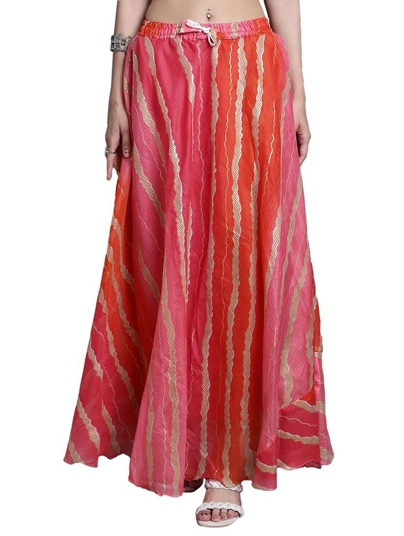 women printed flared maxi skirt
