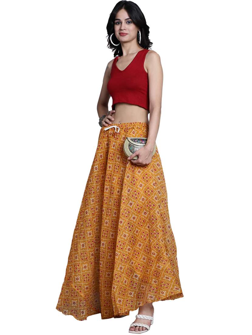 women printed flared maxi skirt - 20730370 -  Standard Image - 3
