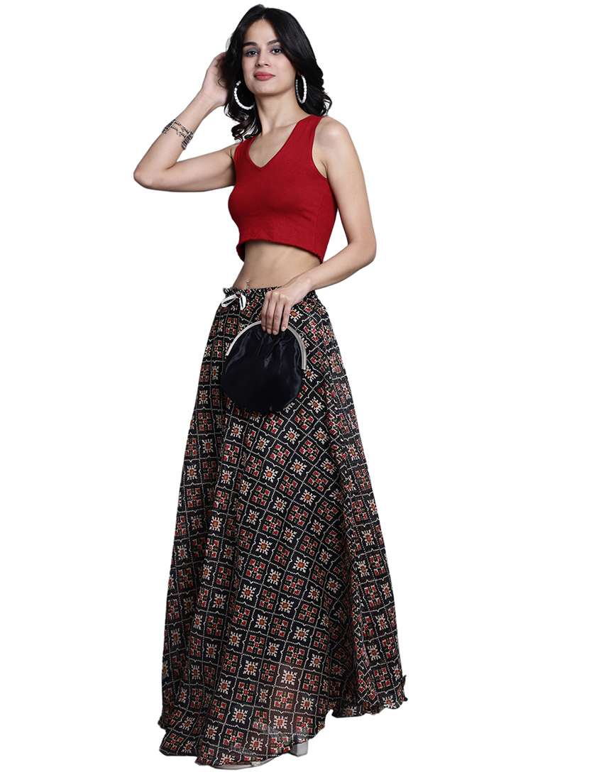 women printed flared maxi skirt - 20730371 -  Standard Image - 3