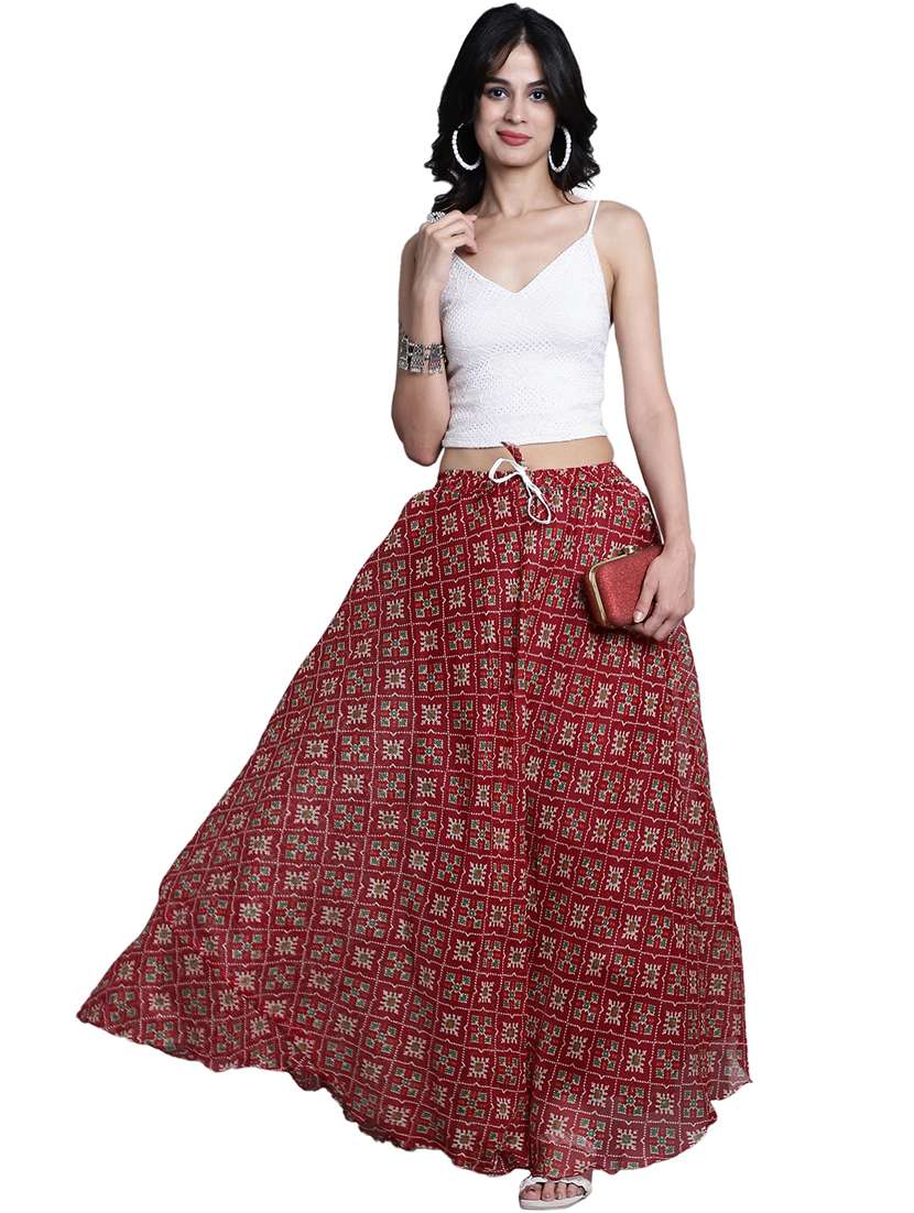 women printed flared maxi skirt - 20730372 -  Standard Image - 3