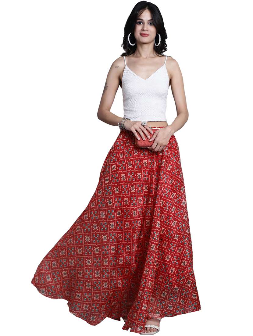 women printed flared maxi skirt - 20730374 -  Standard Image - 3