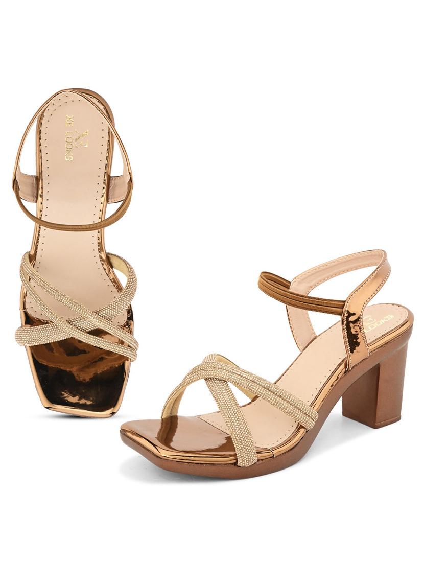 copper leatherette ankle strap sandals - 20730427 - Standard Image - 3
