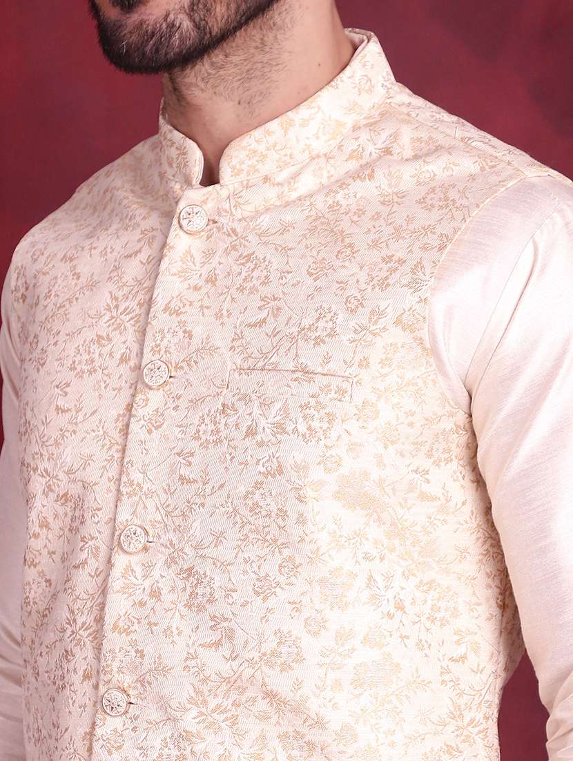men self design silk blend nehru jacket - 20730534 -  Standard Image - 5
