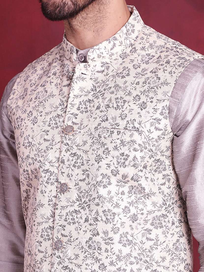 men silk kurta pyjama with jacket ethnic wear set - 20730557 -  Standard Image - 5