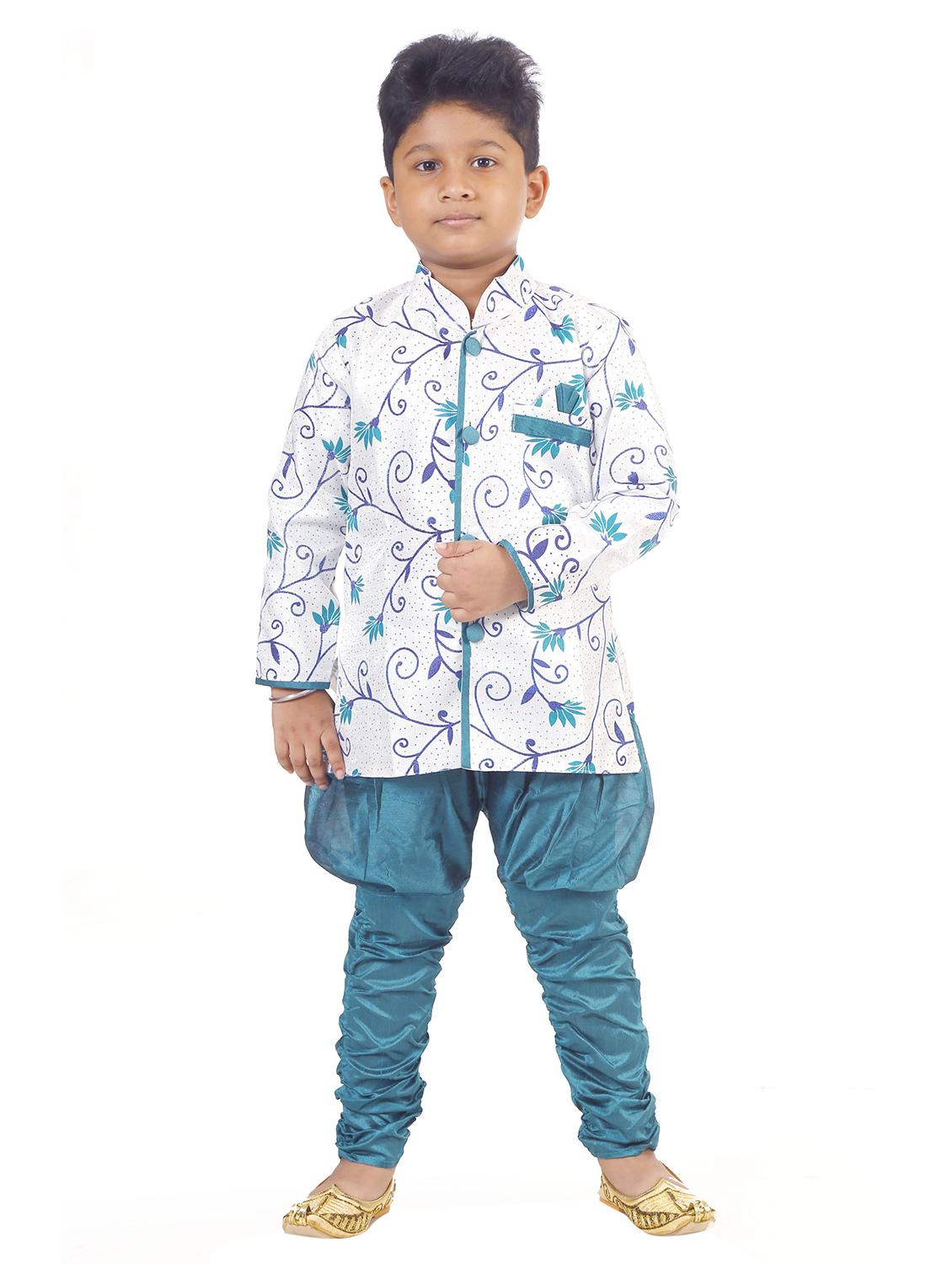 kids white floral printed sherwani set - 20730560 -  Zoom Image - 0