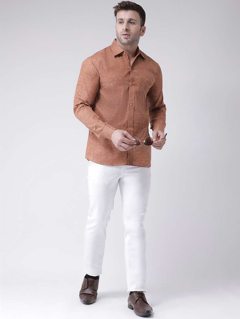men brown full sleeve casual shirt - 20733049 - Standard Image - 3