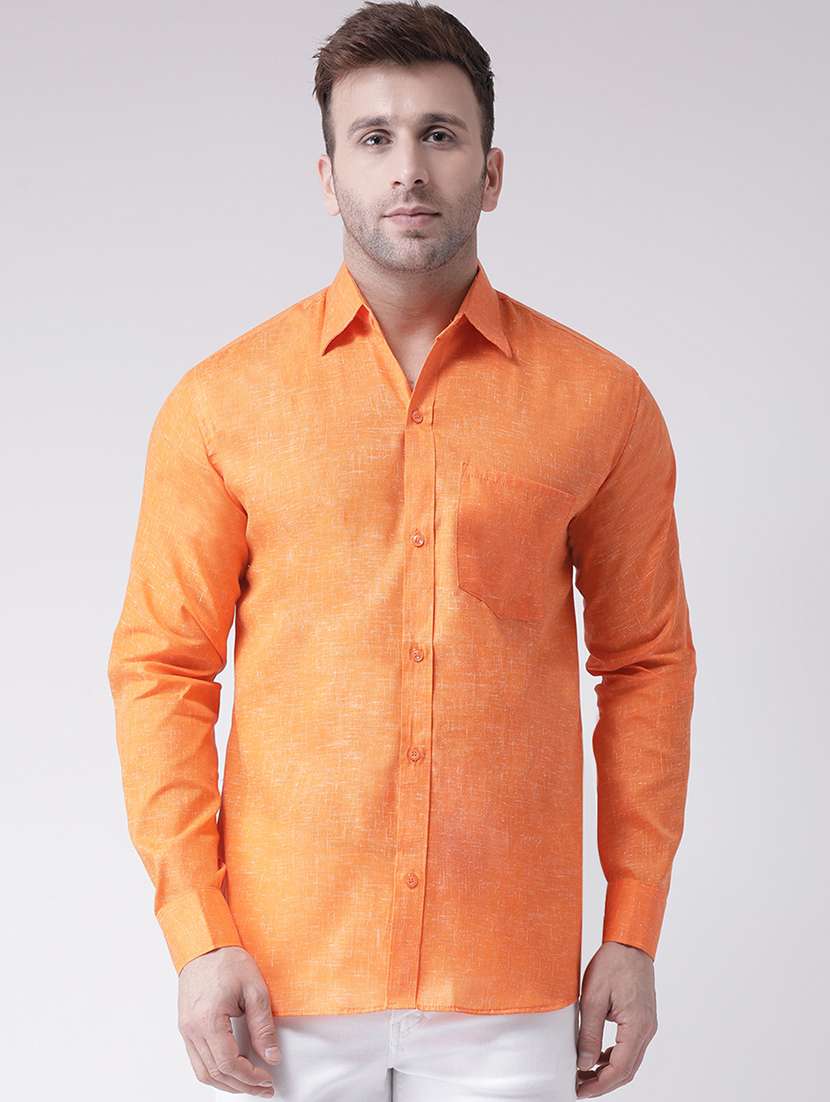 orange self design pocket detailed casual shirt - 20733052 - Zoom Image - 0