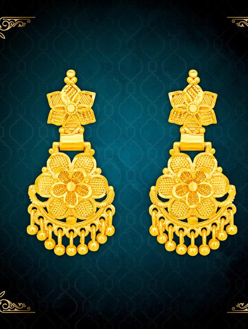 gold plated metal drop earring - 20733066 - Standard Image - 0