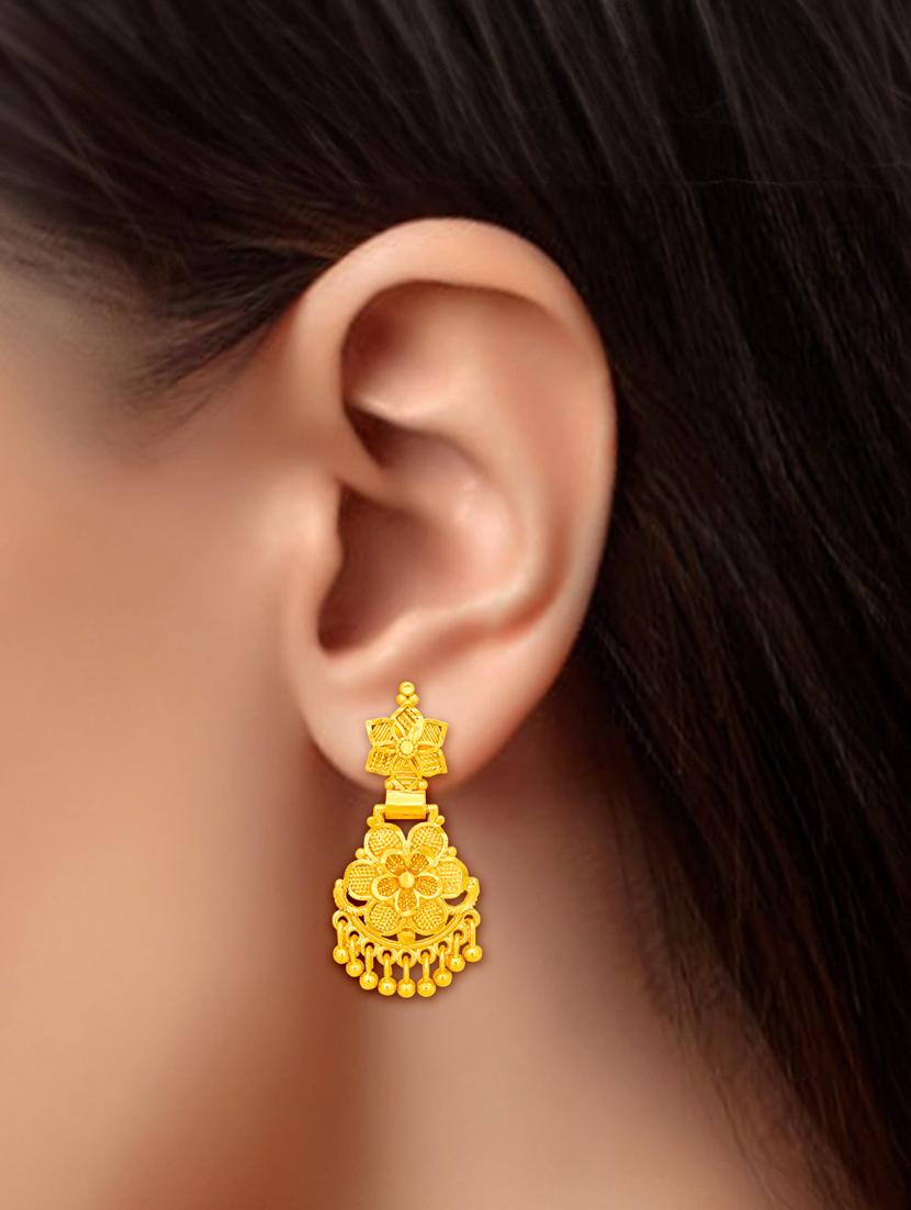 gold plated metal drop earring - 20733066 - Standard Image - 3