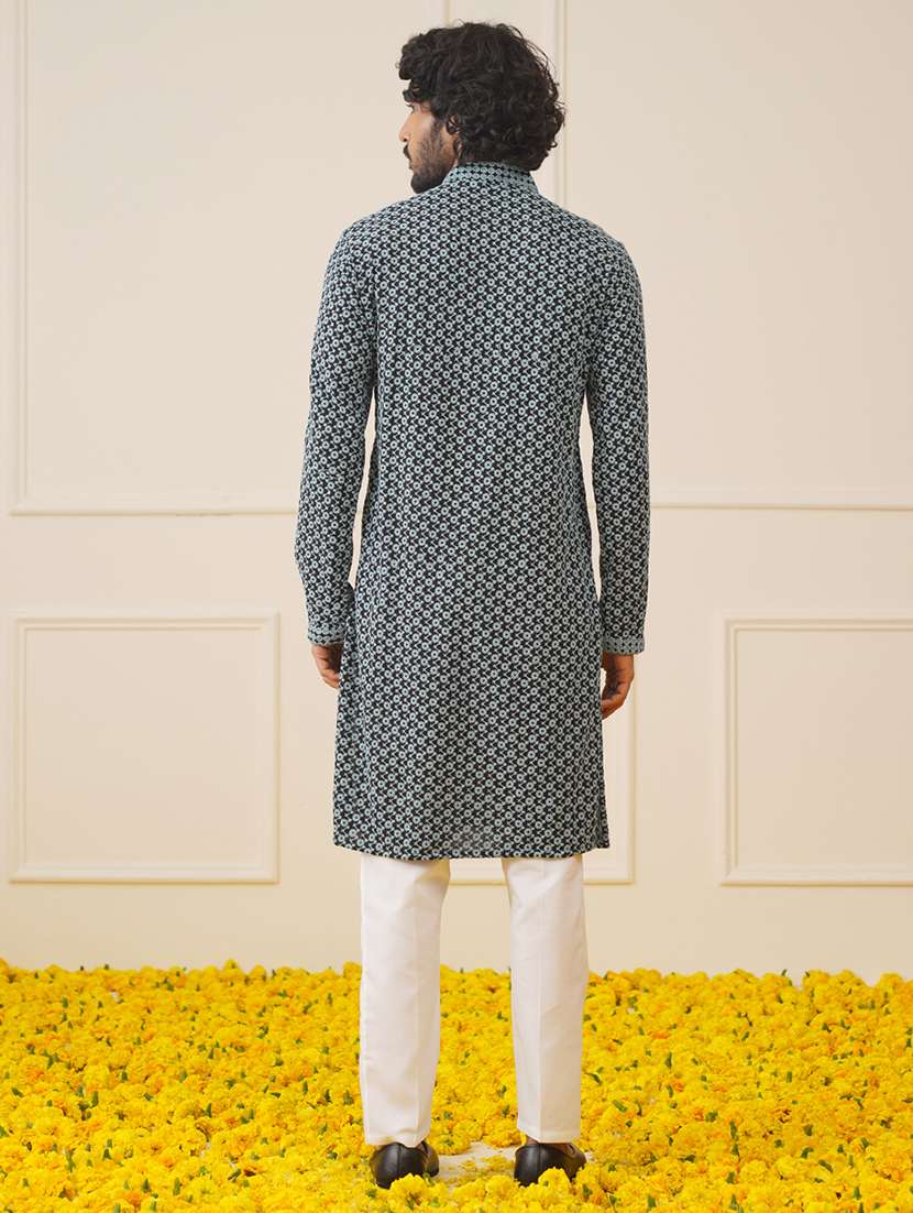 men mandarin neck kurta pyjama ethnic wear set - 20733068 -  Standard Image - 3