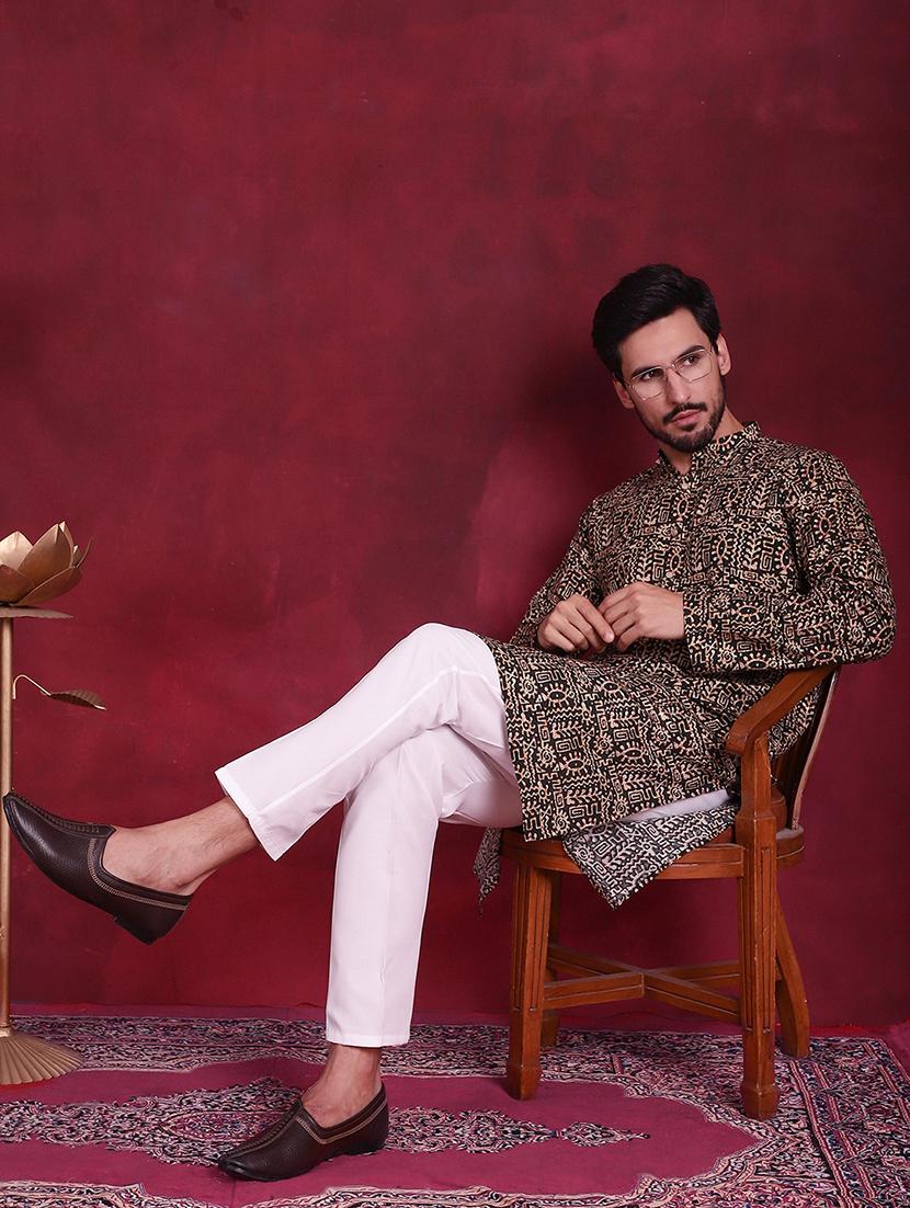 men mandarin neck kurta pyjama ethnic wear set - 20733072 - Standard Image - 5