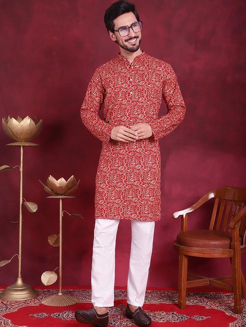 men mandarin neck kurta pyjama ethnic wear set - 20733075 -  Standard Image - 0