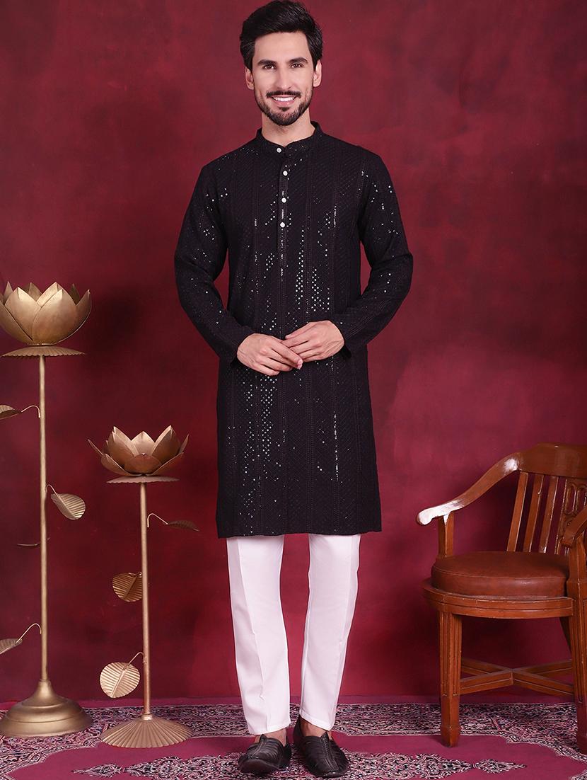 men mandarin neck kurta pyjama ethnic wear set - 20733076 - Standard Image - 5