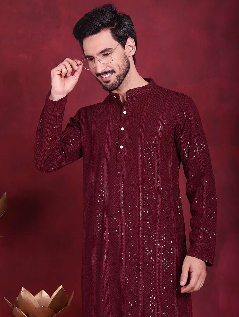 men mandarin neck kurta pyjama ethnic wear set - 20733077 -  Standard Image - 5