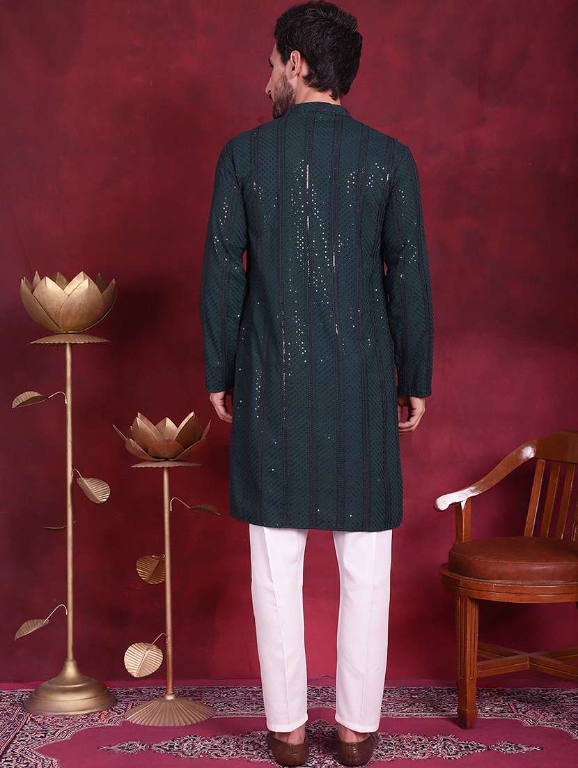 men mandarin neck kurta pyjama ethnic wear set - 20733078 -  Standard Image - 3