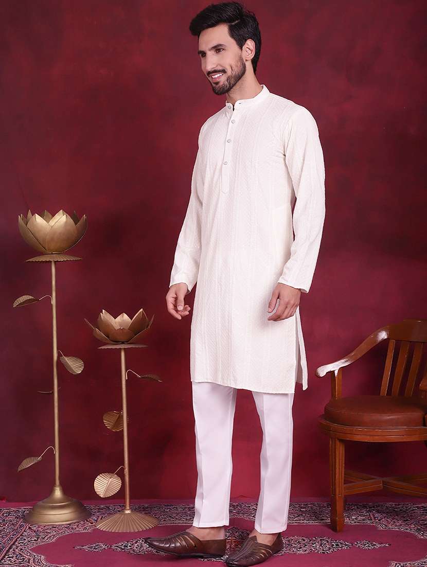 men mandarin neck kurta pyjama ethnic wear set - 20733080 -  Standard Image - 3