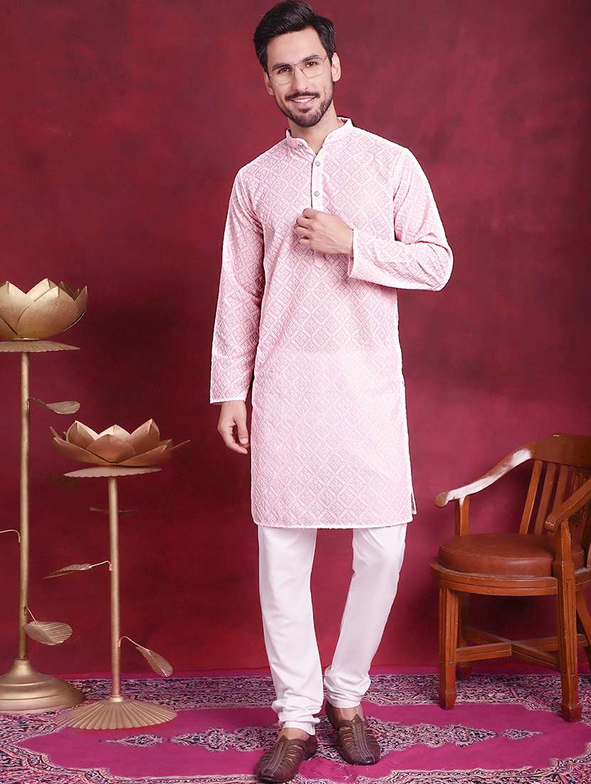 men mandarin neck kurta pyjama ethnic wear set - 20733086 -  Zoom Image - 0